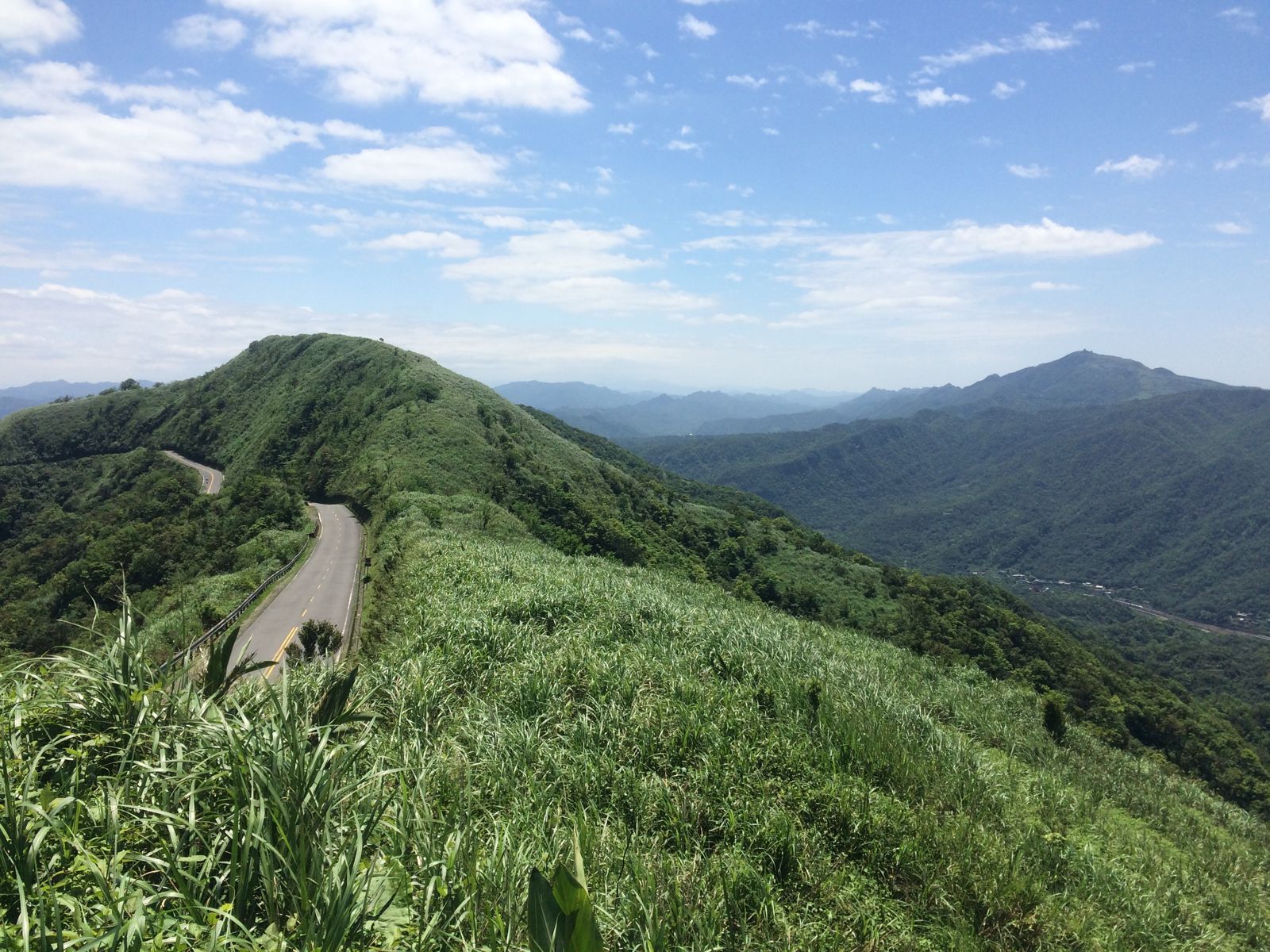 Bike-only tunnel from the east coast to Fulong (left), the ridge road near Buyan Pavilion (middle), and Jiufen mountain village (right)